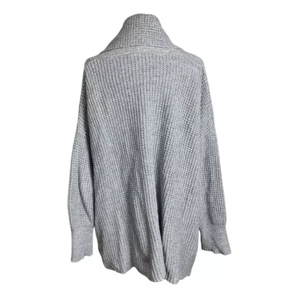 Soft Surroundings Townsend Cardigan L Shawl Collar Open Chunky Thick Knit Gray - Picture 4 of 8